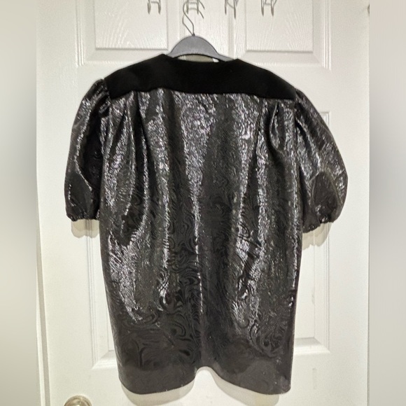 Vintage Frank Usher Black Puffed Sleeve Blouse  Size 14 - Picture 4 of 9